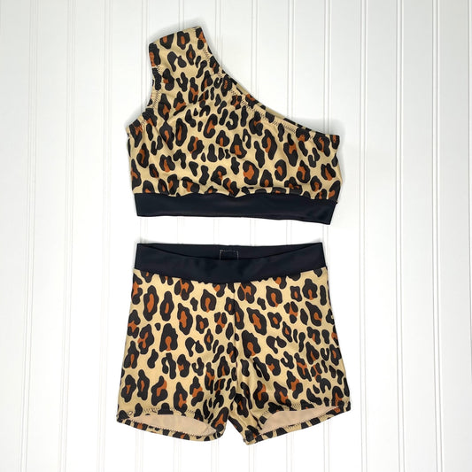 Cheetah Girl One Shoulder Dance Shorts Set